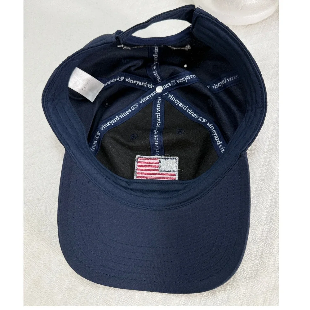 Vineyard Vines Mens Michigan American Flag Performance Hat Navy Blue Adjustable